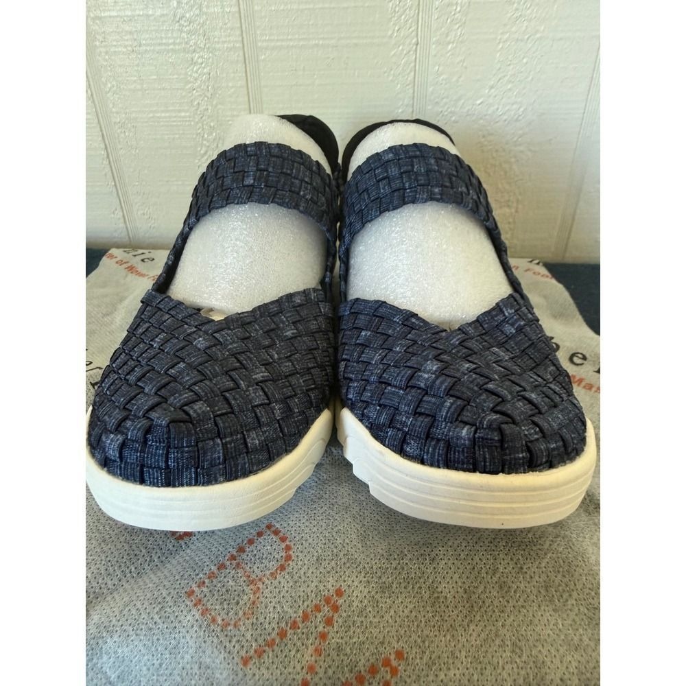 Bernie Mev Kids Woven Mary Jane Sneakers Navy Blue Elastic Flats Size 32 - Picture 6 of 8
